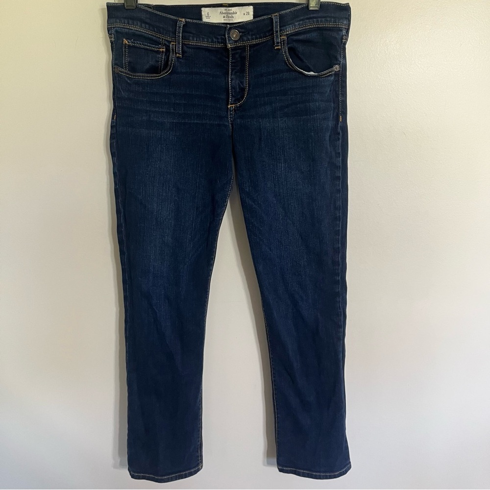 Abercrombie & Fitch Womens 6 W28 Dark Wash Straight Leg Stretch Jeans Blue